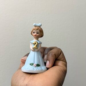Enesco Growing Up Brunette Figurine Box - Orange and White